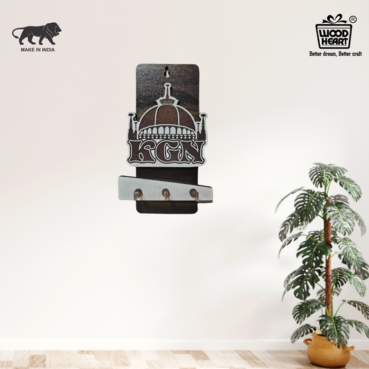 WoodHeart KGN Dome Design Wooden Key Holder – 3 Hook Wall Mount