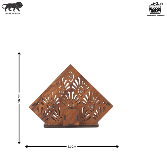 Premium Wooden Napkin Holder with Floral Cutwork Design