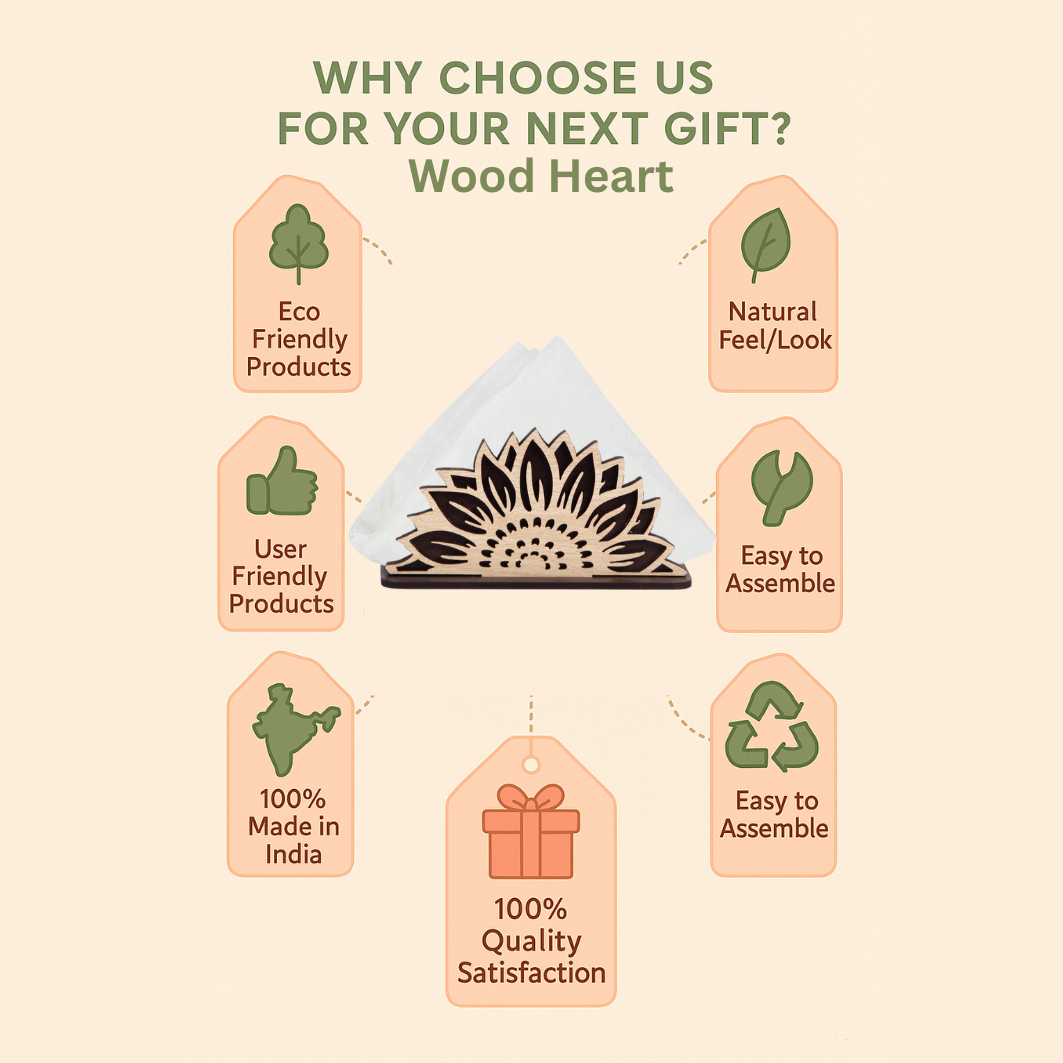 Sunflower Design Wooden Napkin Holder