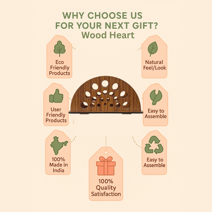 Geometric Cutout Wooden Napkin Holder