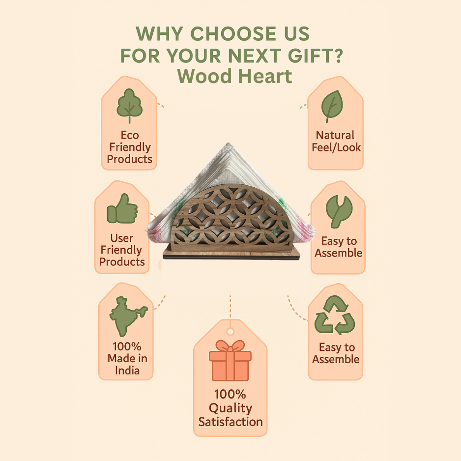 Half-Moon Geometric Wooden Napkin Holder