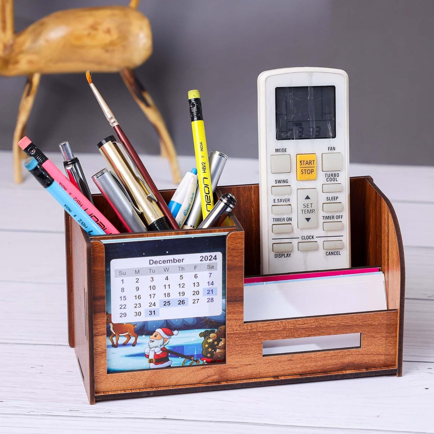 WoodHeart Wooden Desk Organizer with Calendar Holder