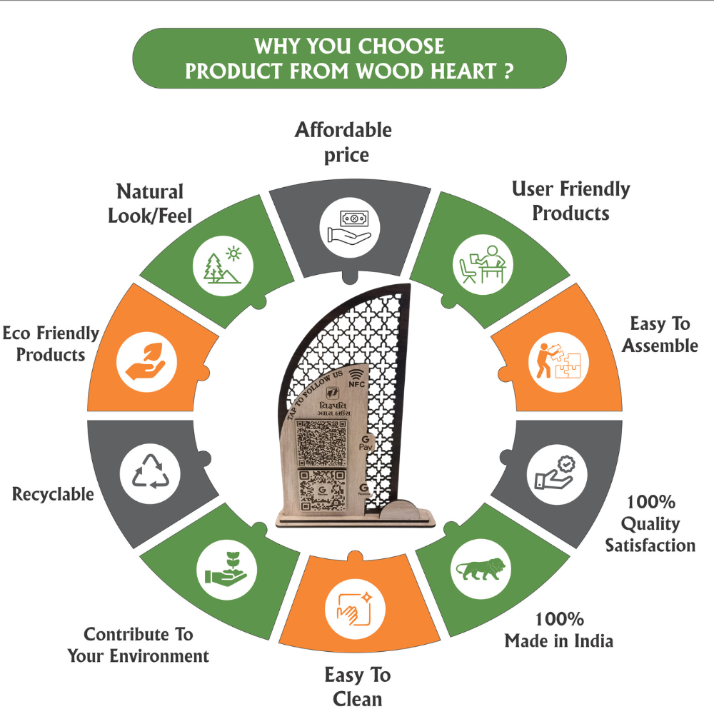 Wooden NFC & QR Code Stand for Business Branding