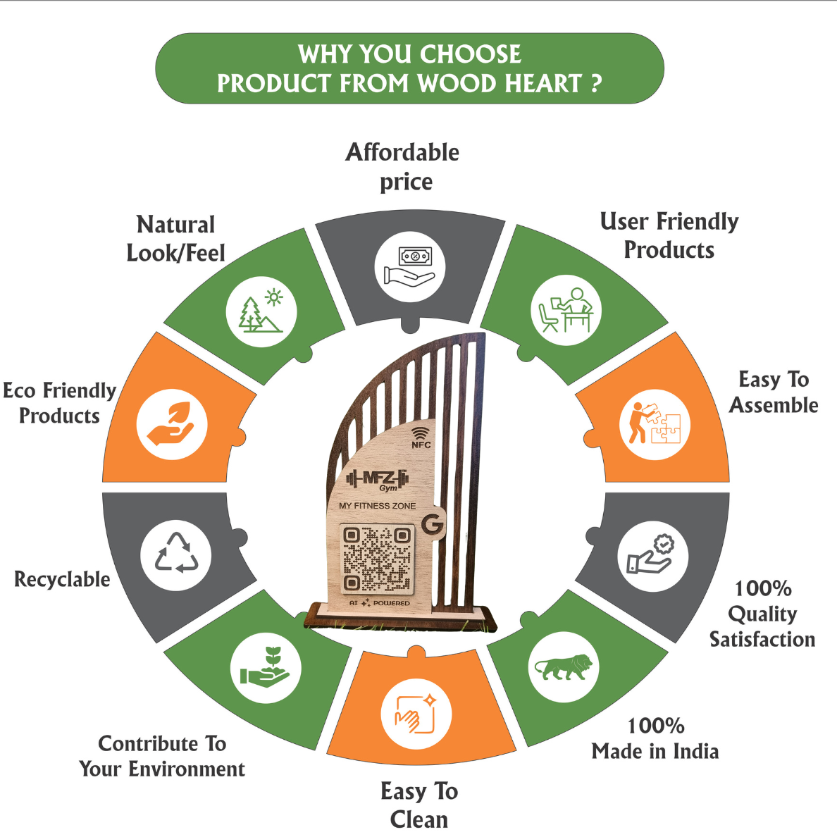 Wooden NFC & QR Code Display Stand – MFZ Gym Edition