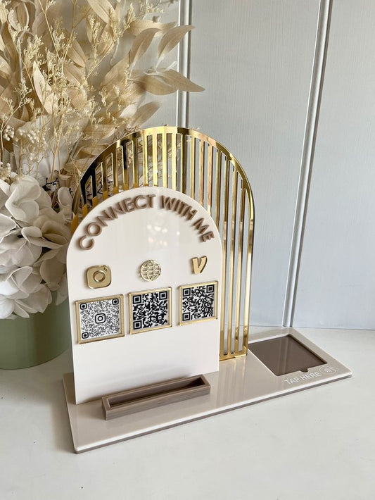Luxury Acrylic & Wooden QR Code Display Stand – “Connect With Me”