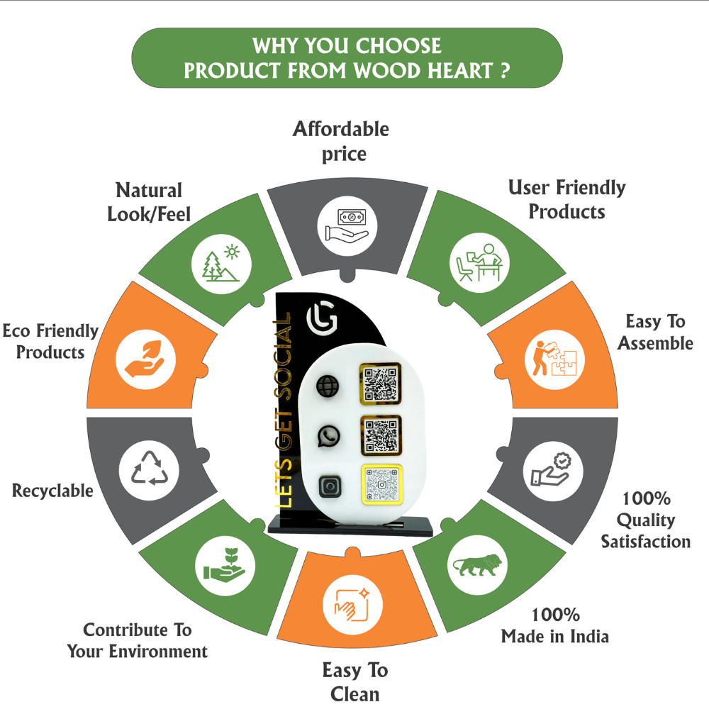 Modern Acrylic QR Code Display Stand – “Let’s Get Social” Vertical Edition