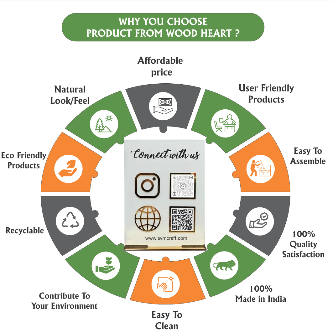 Premium Dual QR Code Social Media & Website Display Stand – “Connect with Us”