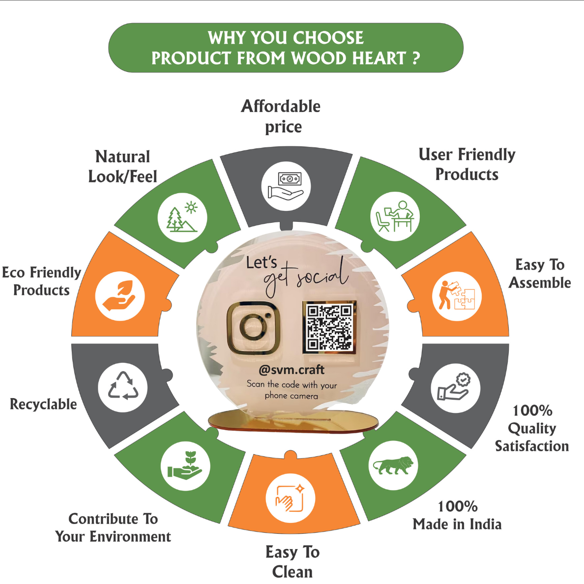 Round Acrylic Instagram QR Code Stand – “Let’s Get Social”