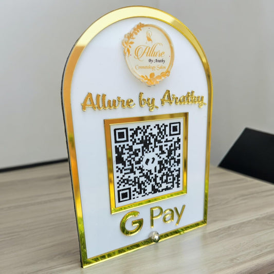 Custom Acrylic QR Code Payment Stand – “Allure by Arathy” GPay Display