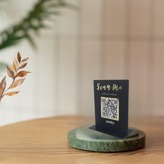 Custom Black Acrylic QR Code Table Stand – Samto