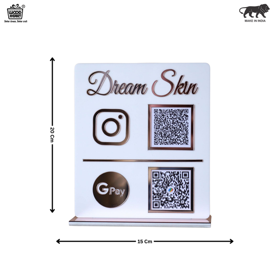 Custom Acrylic Dual QR Code Stand – Dream Skin