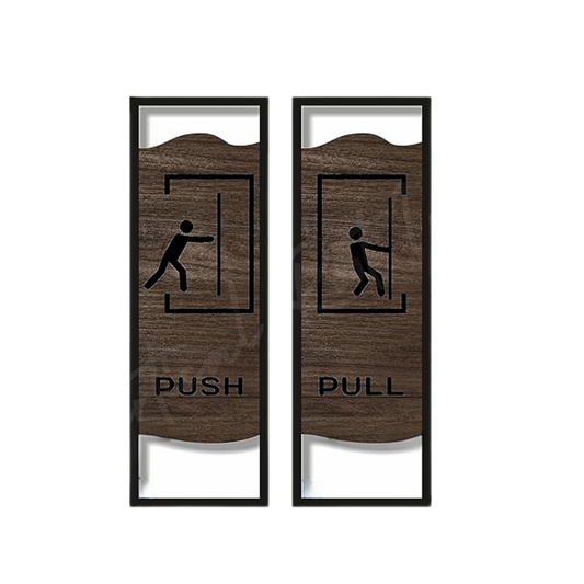 Premium Wooden Push & Pull Door Signs – Modern Frame Design