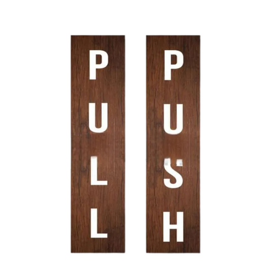 Vertical Wooden Push & Pull Door Sign Set