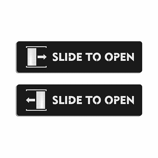 Matte Black "Slide to Open" Door Sign Plates (Set of 2)