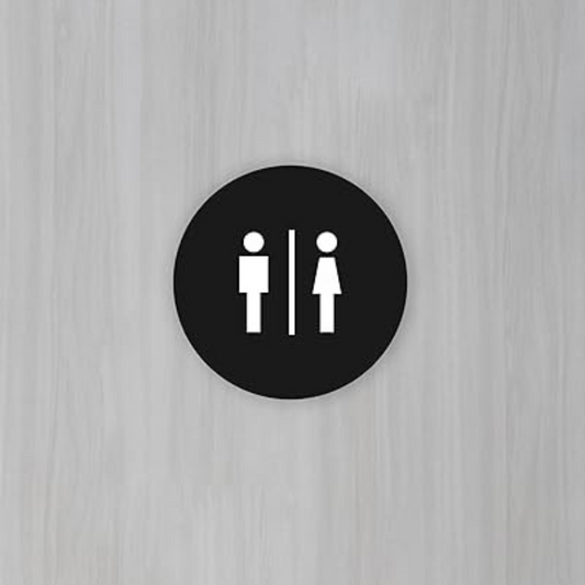 Round Unisex Restroom Sign Plate
