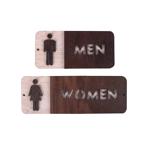 Premium Wooden Men & Women Restroom Door Signs – 2-Piece Set