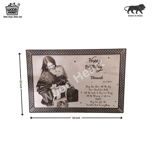 Personalized Wooden Birthday Photo Frame | Custom Engraved Gift Plaque for Kids & Parents by Wood Heart