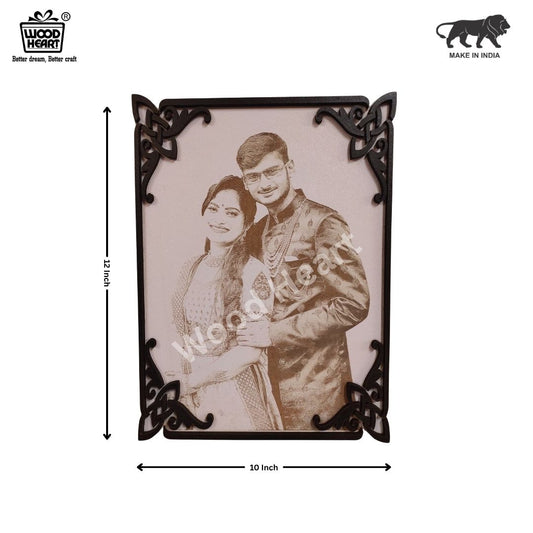 Personalized Wooden Engraved Couple Frame | Customized Gift for Anniversary, Wedding & Special Occasions | Wood Heart