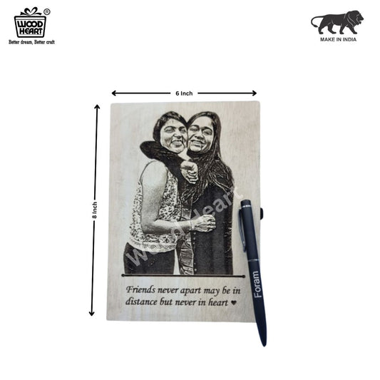 Personalized Wooden Engraved Diary with Pen – Friendship Edition