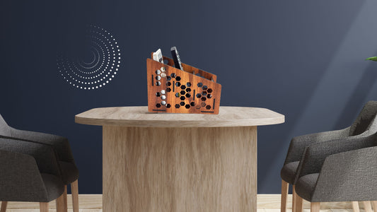WoodHeart HexaCut Wooden Remote & Mobile Organizer Stand