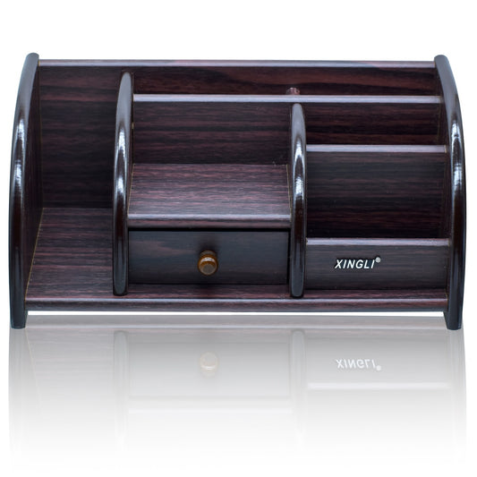 Classic Wooden Desktop Organizer with Single Drawer