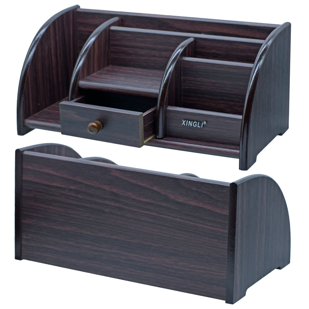 Classic Wooden Desktop Organizer with Single Drawer