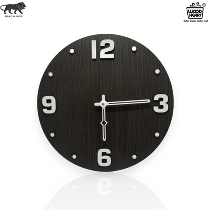 Classic Round Wooden Wall Clock with 3D White Numerals