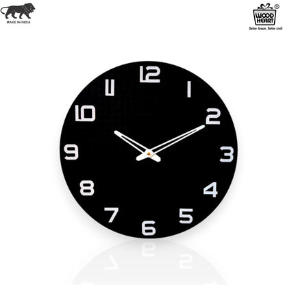 Wood Heart Classic Black Round Wall Clock – Bold & Minimalistic Look