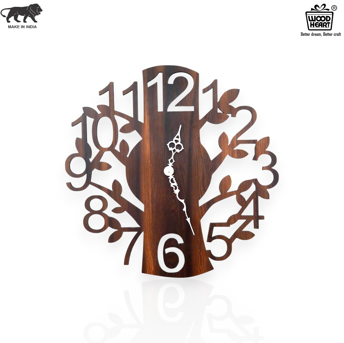 Elegant Wooden Tree Design Wall Clock by Wood Heart