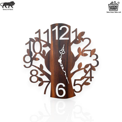 Elegant Wooden Tree Design Wall Clock by Wood Heart