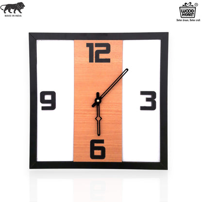 Modern Square Wooden Wall Clock with Bold Numerals – Minimalist Dual Tone Design by Wood Heart