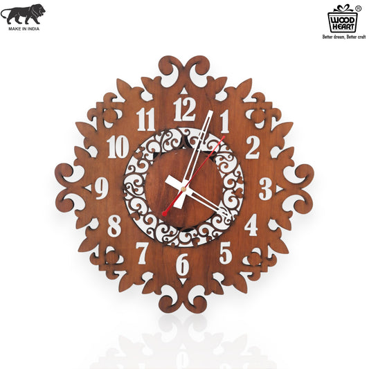 Royal Carving MDF Wooden Wall Clock – Decorative Vintage Design by Wood Heart