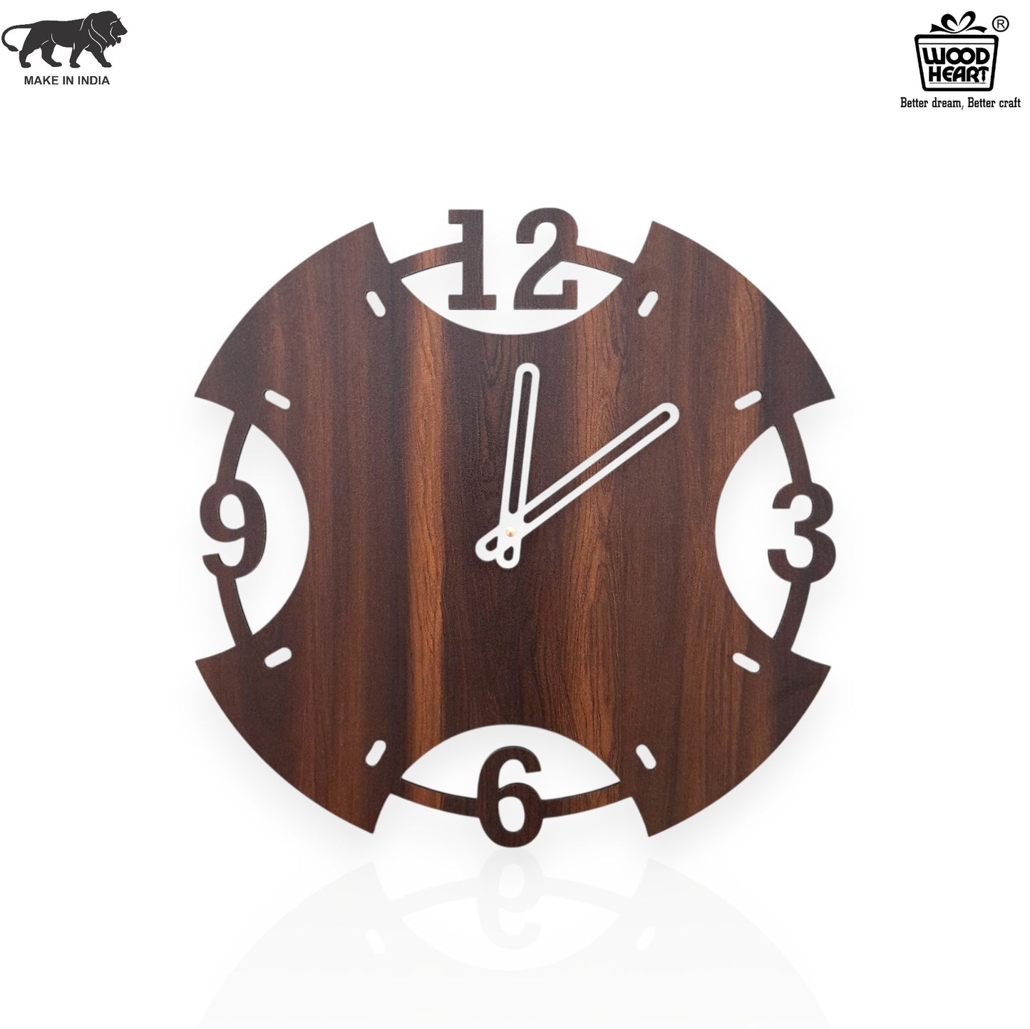 Creative Cutout Wooden Wall Clock – Bold Modern Design with Large Numerals