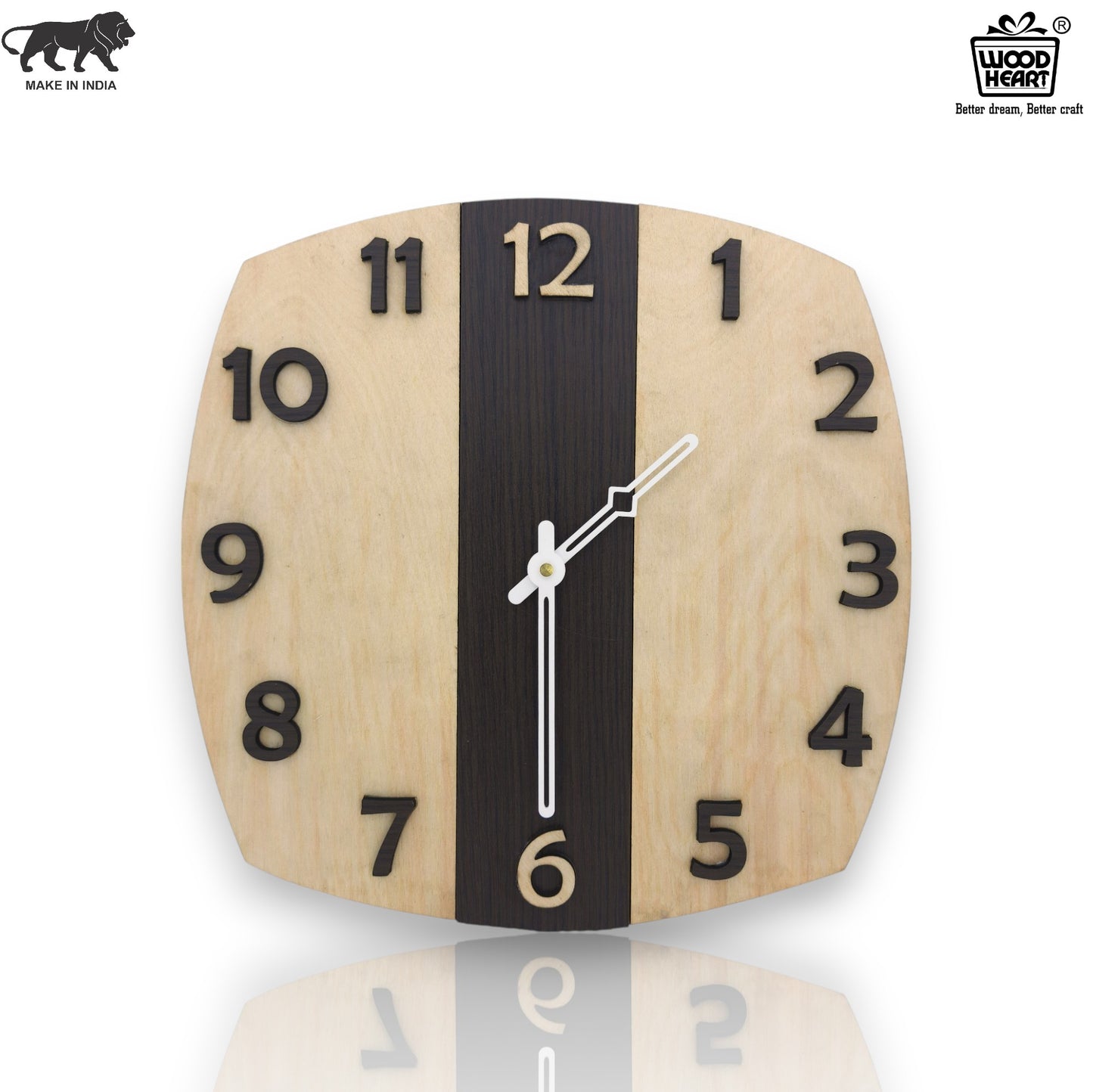 Two-Tone Vertical Stripe Wooden Wall Clock
