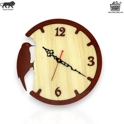 Bird Theme Wooden Wall Clock with Vintage Hands