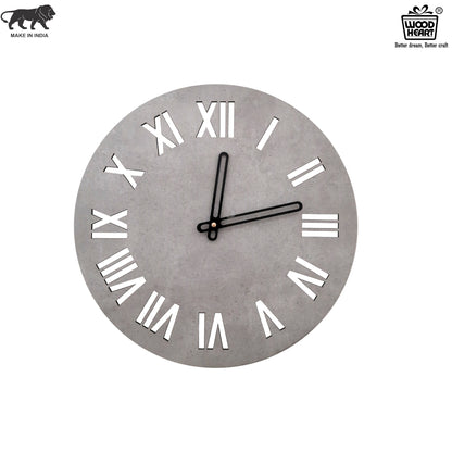 Roman Numeral Round Wall Clock with Concrete Finish – Classic Meets Contemporary