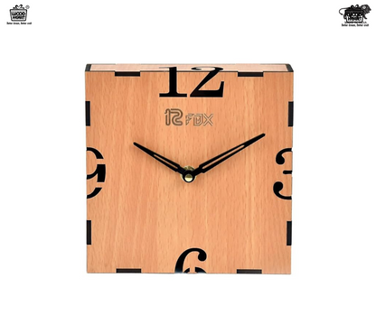 Wood Heart Minimalist Square Wooden Wall Clock – Elegant Light Wood Finish
