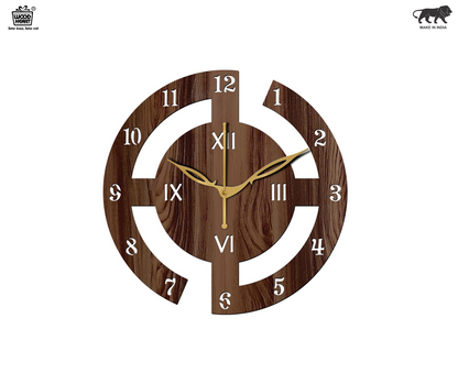 Wood Heart Modern Art-Inspired Wooden Wall Clock – Dual Dial Roman & Numeric Design