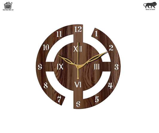 Wood Heart Modern Art-Inspired Wooden Wall Clock – Dual Dial Roman & Numeric Design
