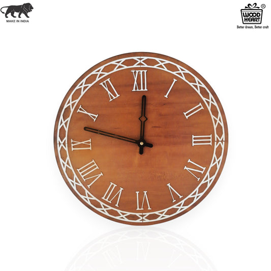 Classic Roman Numeral MDF Wall Clock – Elegant Round Design by Wood Heart