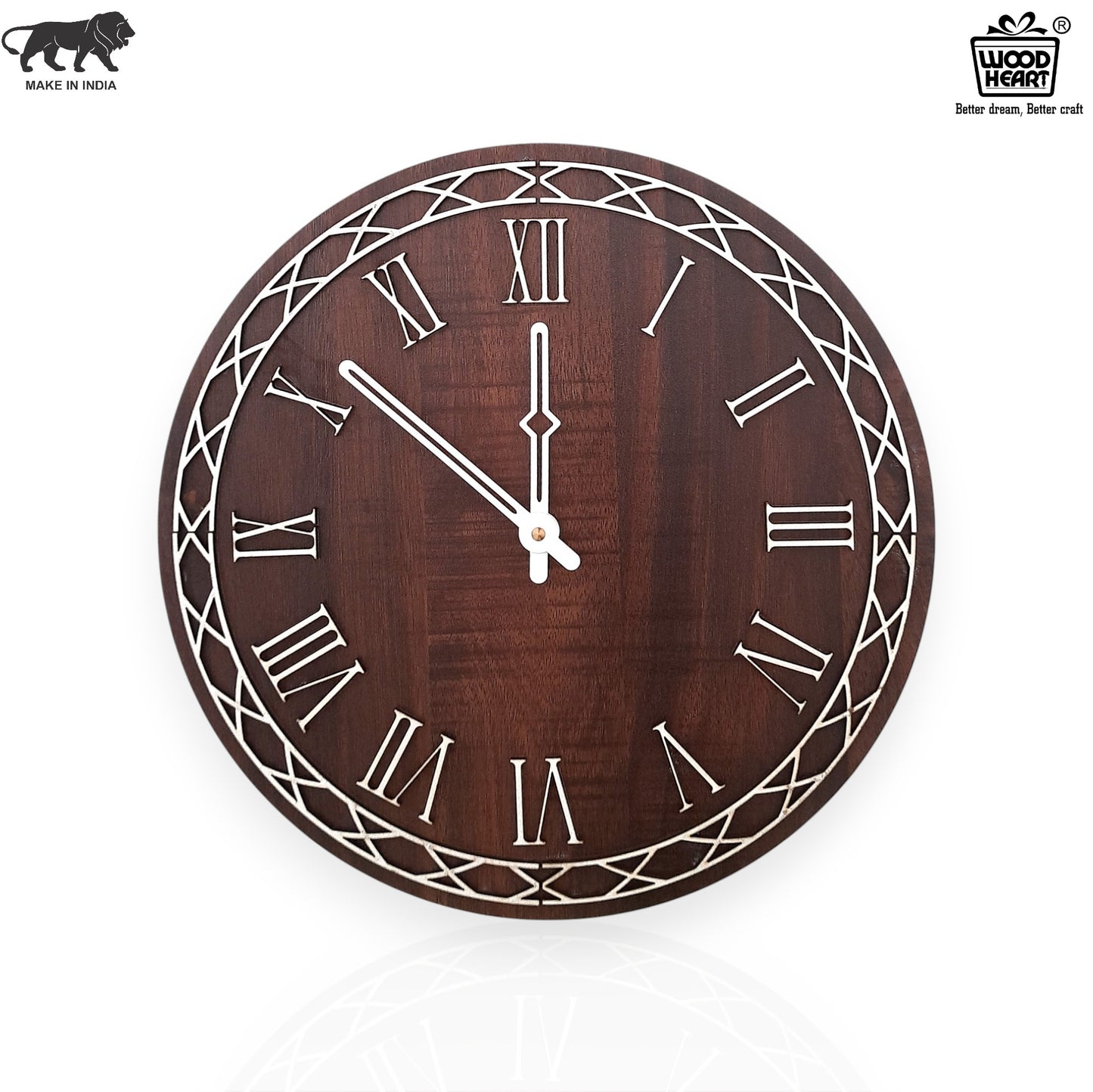 Classic Roman Numeral Wooden Wall Clock – Vintage Elegance by Wood Heart