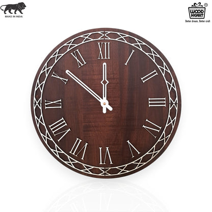 Classic Roman Numeral Wooden Wall Clock – Vintage Elegance by Wood Heart