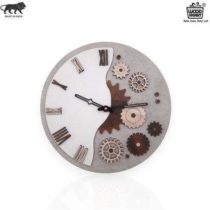 Steampunk-Inspired Gear Design Wall Clock – Half & Half Concept by Wood Heart