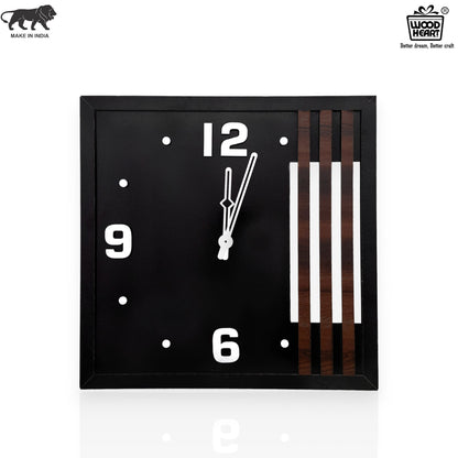 Elegant Black Square Wooden Wall Clock – Modern Minimalist Design