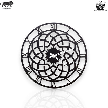 Mandala Series Wall Clock – Intricate Black Geometric Cutwork Design
