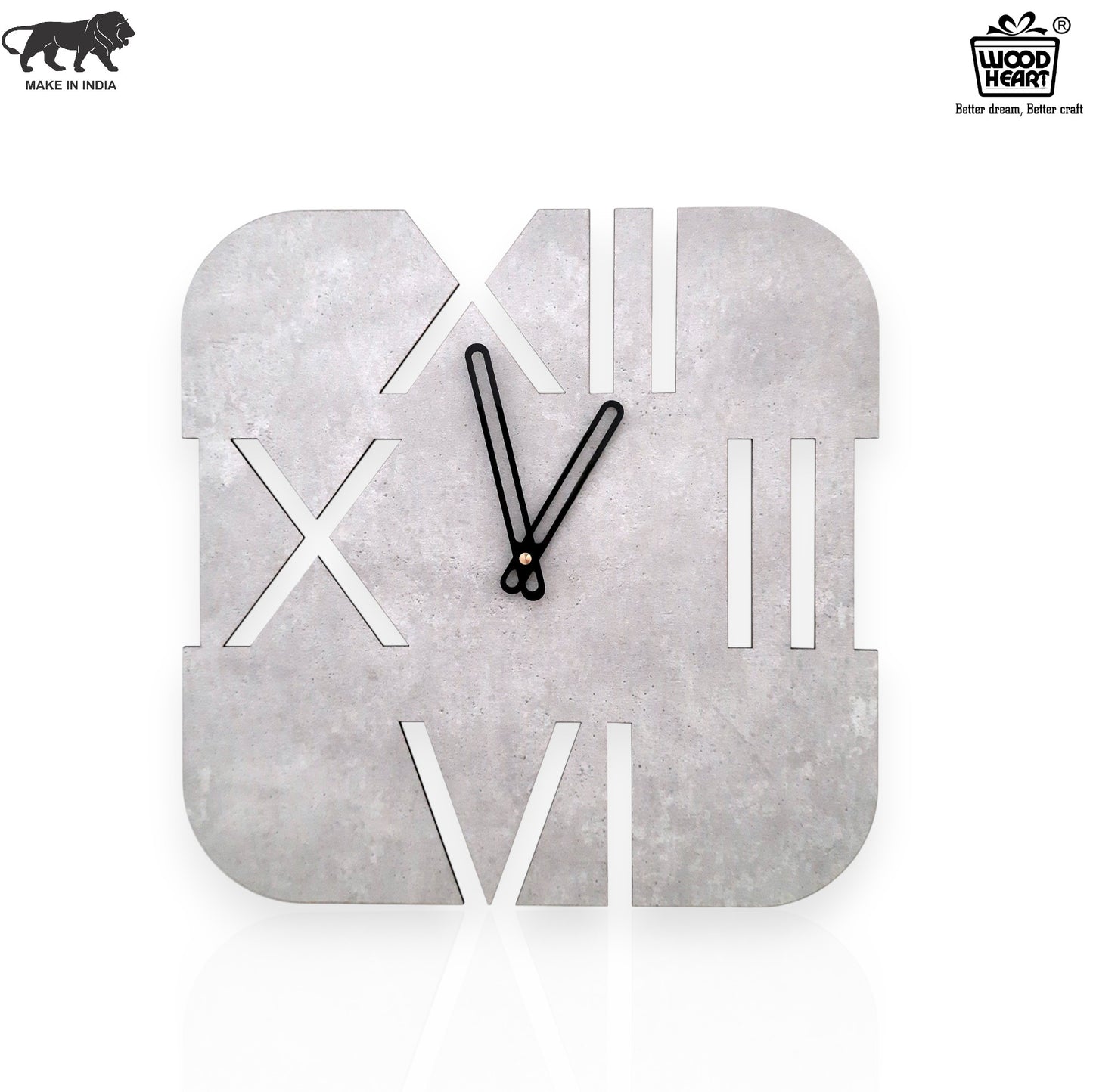 Modern Roman Cutout Wall Clock – Concrete Finish with Bold Contemporary Design