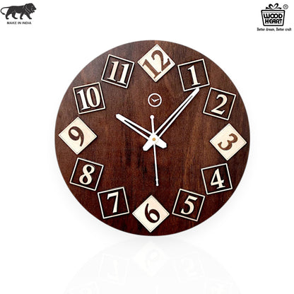 Wood Heart Artistic Numeric Wooden Wall Clock – Quirky Tilted Number Design