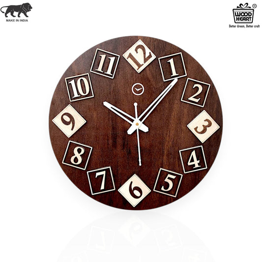 Wood Heart Artistic Numeric Wooden Wall Clock – Quirky Tilted Number Design