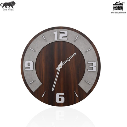 Round Wooden Wall Clock with Dual Tone Concrete Finish – Elegant Modern Décor