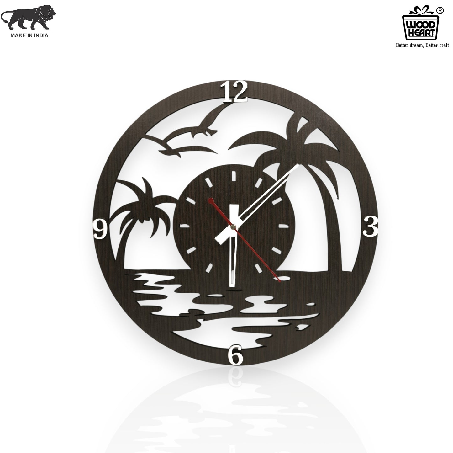 Wooden Palm Beach Theme Wall Clock – Artistic Cutout Design